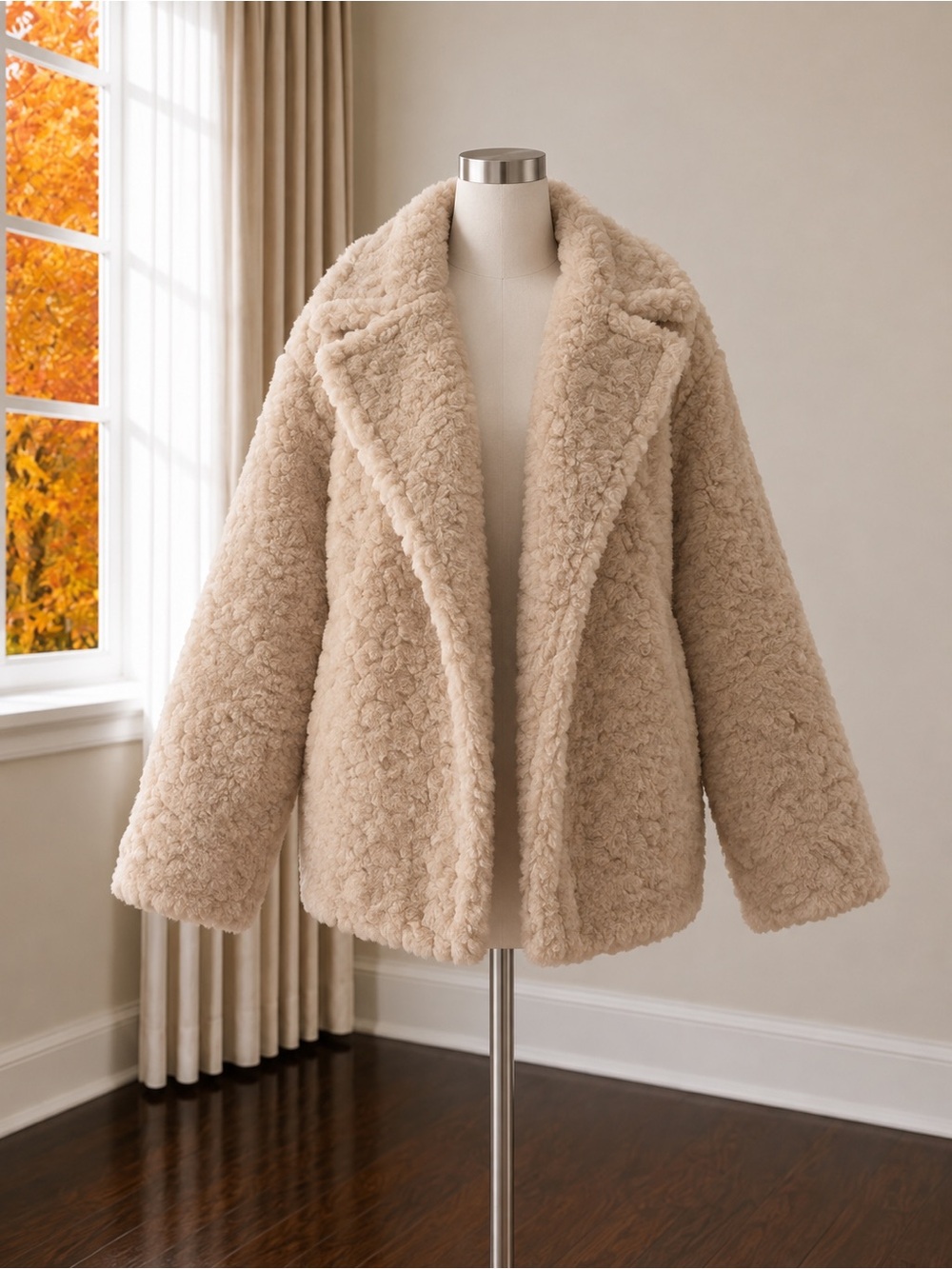 H&M Cream Teddy Faux-Shearling Jacket